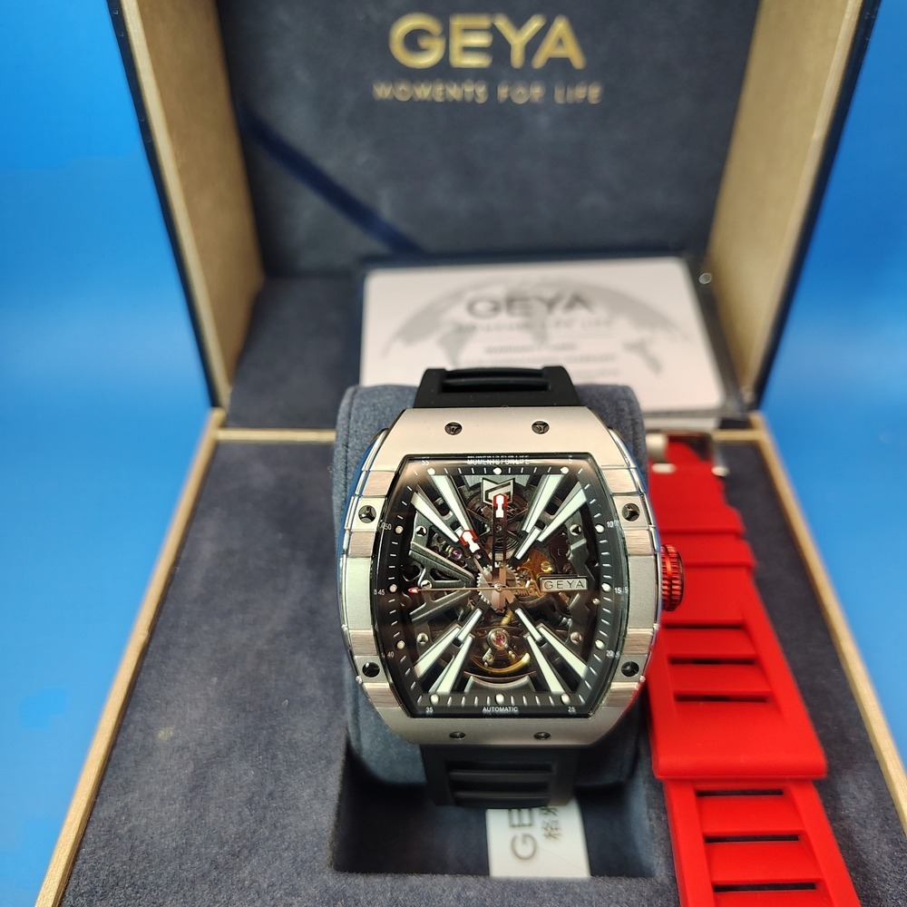New! 2026 Geya G78130 Skeleton 56mm Mens Automatic Watch Full Set 2yr Warranty